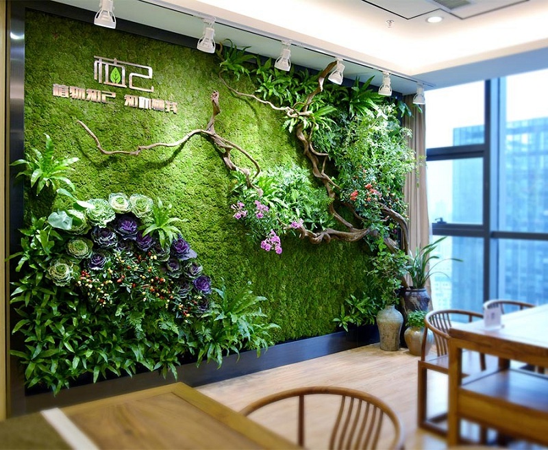 辦公室墻面創(chuàng)意仿真植物裝飾